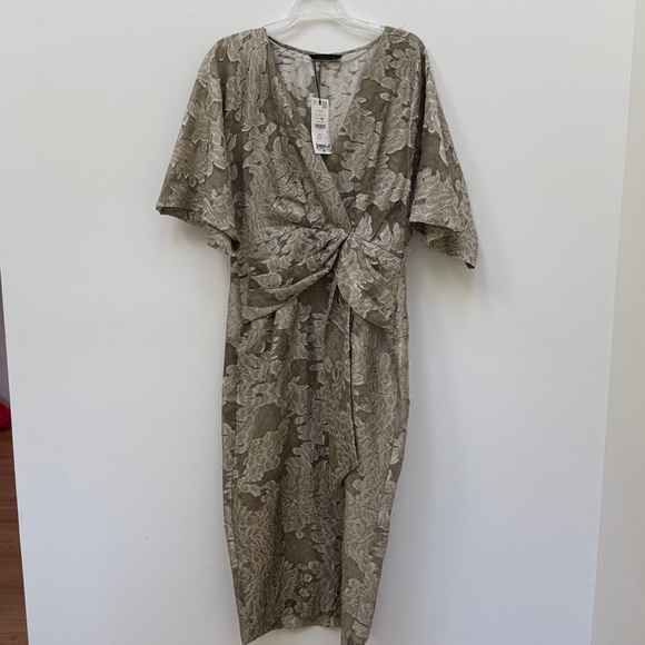 Zara NWT Floral Jacquard Textured Midi Dress - Picture 5 of 11